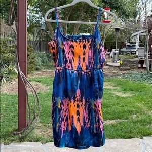 Hurley Blue Orange Pink Tie-Dye Summer Sundress